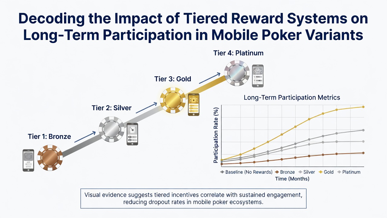 Graph displaying player retention rates over time across different reward tiers in mobile poker applications