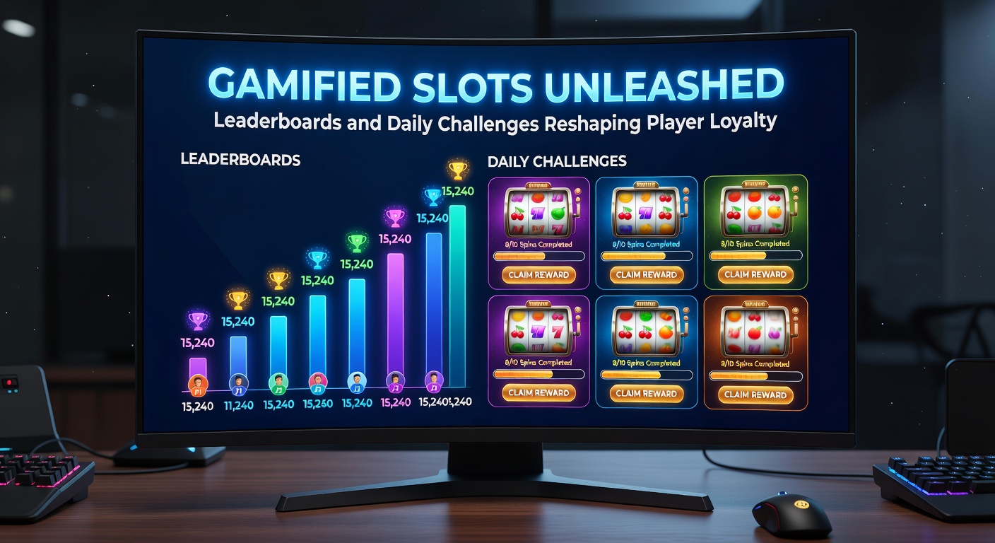 Vibrant slot game screen showing a leaderboard with top players and glowing rewards, capturing the competitive thrill of gamified play