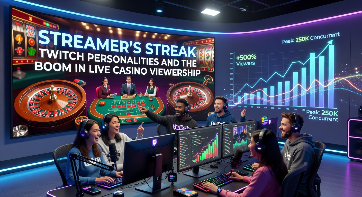 Twitch streamer engaging viewers with live casino gameplay, chat exploding with reactions