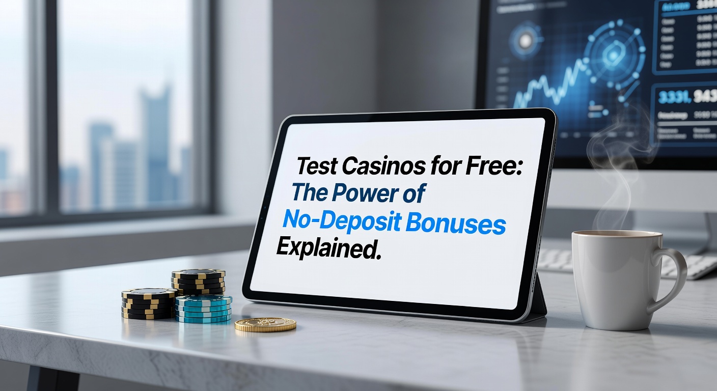 Vibrant online casino interface displaying free bonus chips and spinning slots, illustrating risk-free testing opportunities