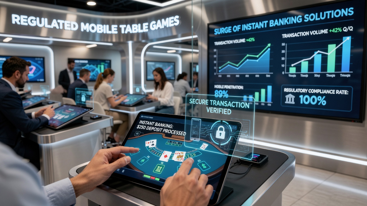 Mobile table game interface showing instant payment confirmation