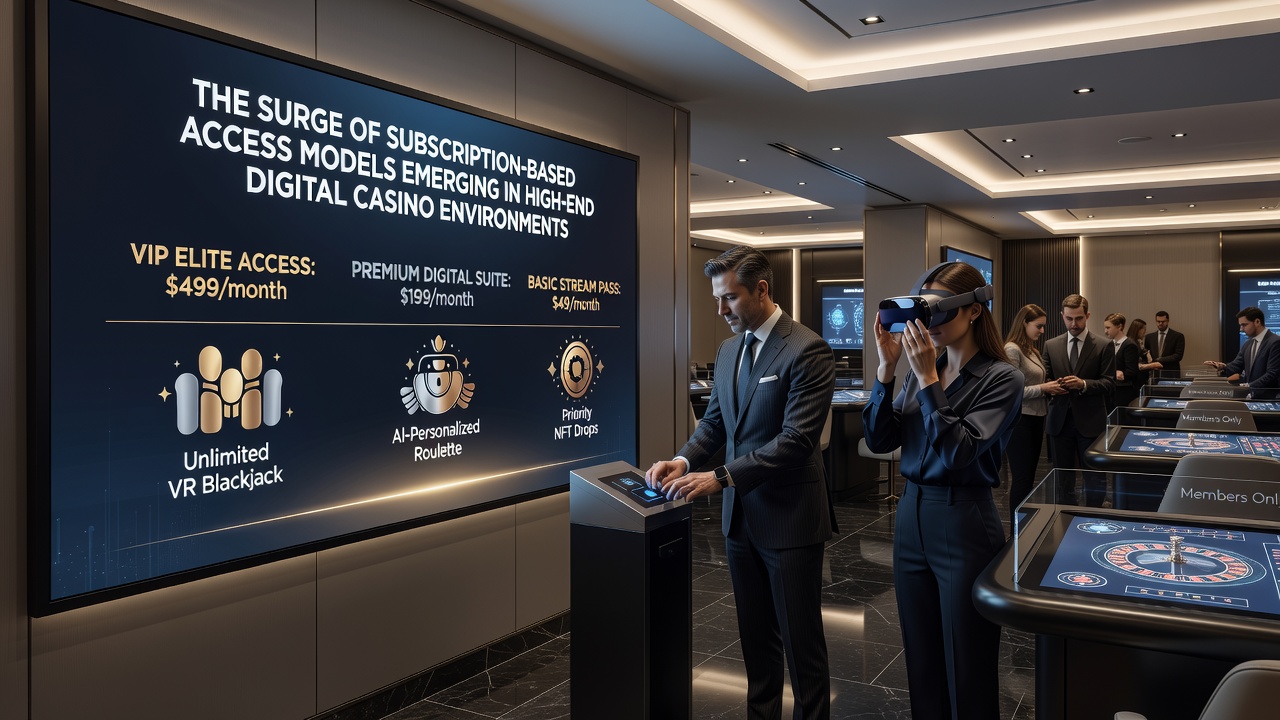 Analytics dashboard displaying subscription growth metrics and player retention trends in premium casino environments